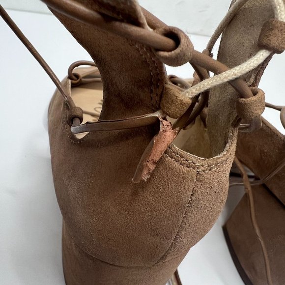 Sam Edelman Serene Block Heel Lace Up Ankle Tie Camel‎ Suede 11 - Picture 10 of 14